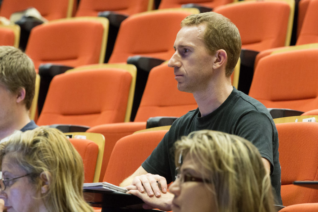 Law student in lecture theatre